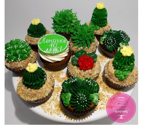 Капкейки Праздничные Кактусы на день рождения