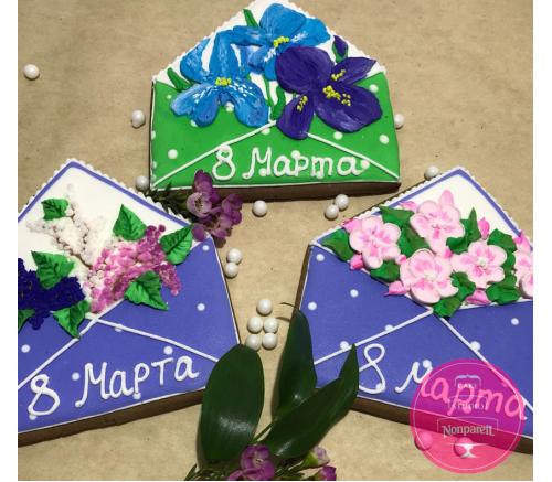 Пряники Праздничные Конверт с цветами