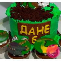 Торт Детский Динозавр с капкейками