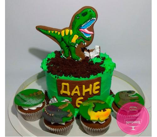 Торт Детский Динозавр с капкейками