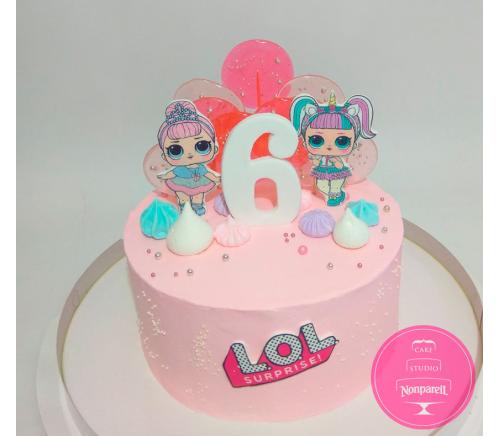 Торт Детский Куклы LOL кремовый 1