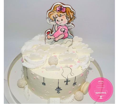 Торт Детский На крестины кремовый