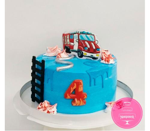 Торт Дитячий Пожежна машина з пряниками