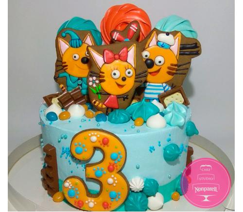 Торт Детский Три кота кремовый 1