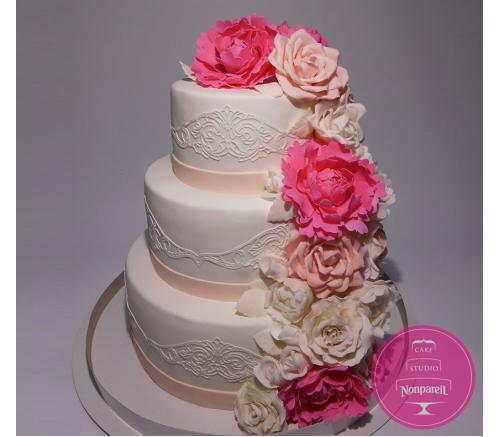 Торт Свадебный Пурпурные пионы