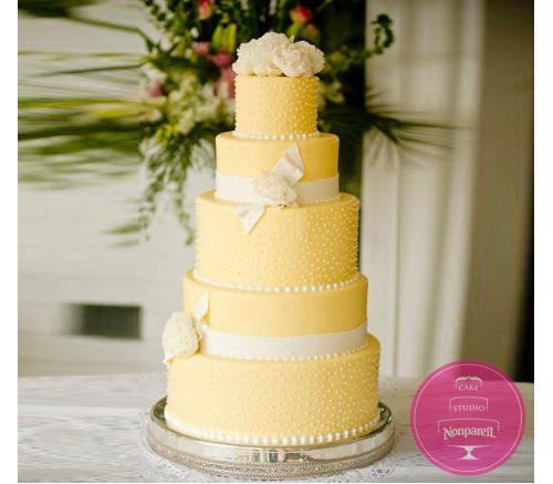 Торт Свадебный Нежные пионы на желтом