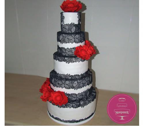Торт Свадебный Пионы и кружево