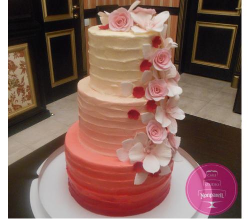 Торт Свадебный Амбре с цветами