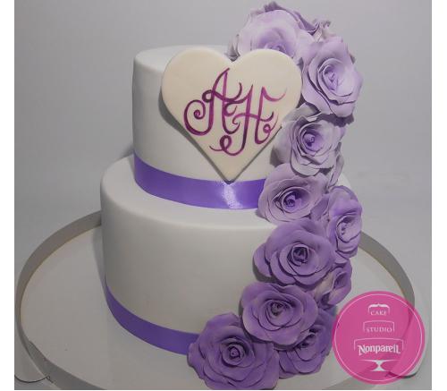 Торт Свадебный Сиреневое амбре роз