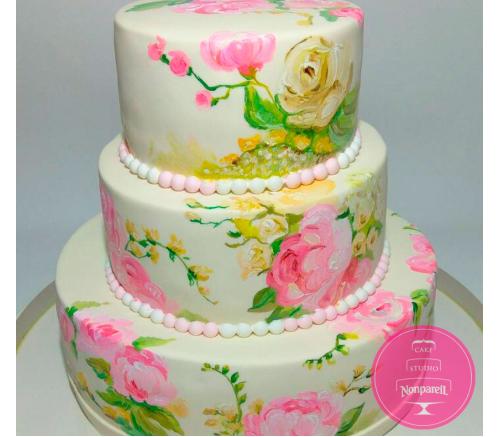 Торт Свадебный с Винтажными Розами