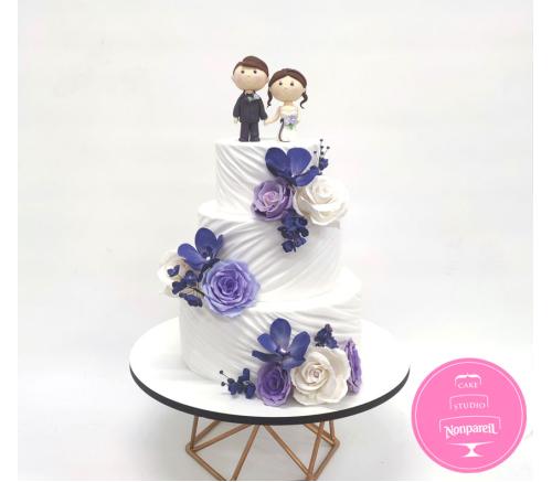 Торт Свадебный Сиреневые цветы 1