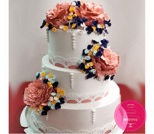 Торт Свадебный Цветочный 2