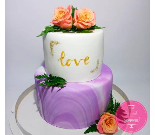 Торт Свадебный Сиреневый мрамор